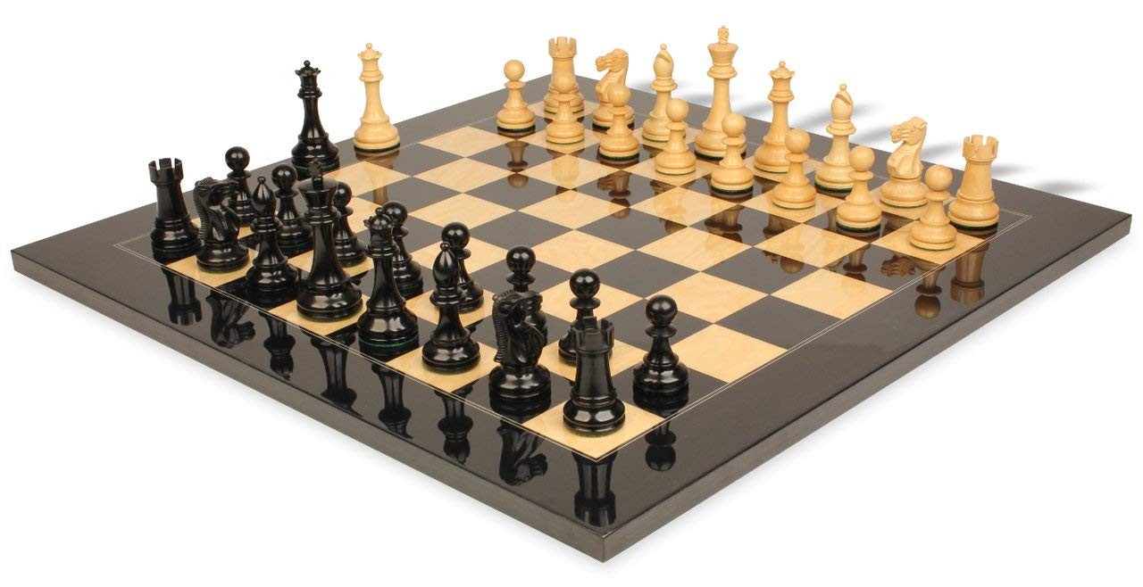 TRAIN Chess Set W/ 14" Ebony & Maple Wood Veneer Board 
